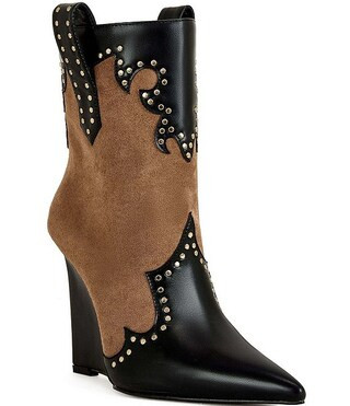 Azalea Wang Tallulah Studded Western Wedge Booties | Dillard's | Dillard's