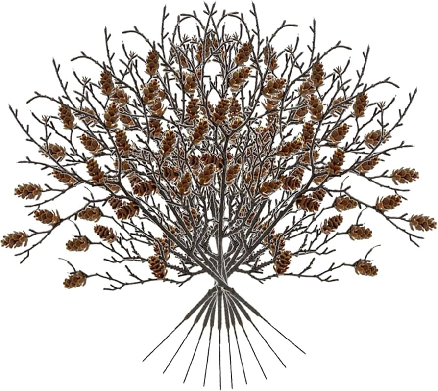 10pcs Pinecone Picks Artificial Christmas Picks Pine Cones Branches Ornaments for Christmas Tree ... | Amazon (US)