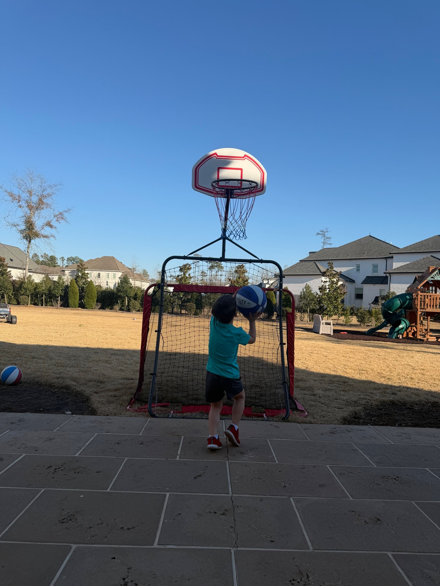 The basketball goal that doubles as a soccer goal!!
