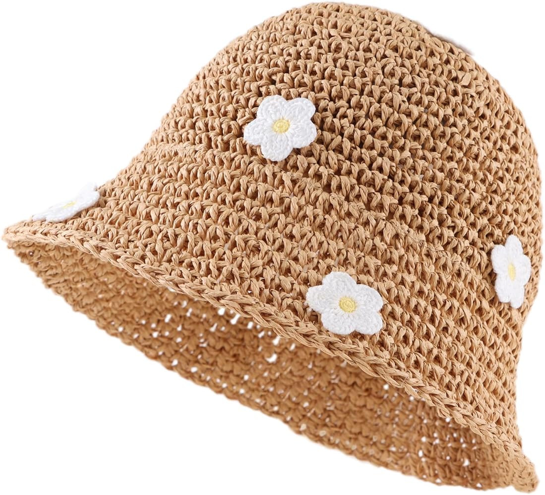 Baby Girl Straw Hat Toddler Summer Beach Hat with Lace Bow Infant Girls Sun Hats | Amazon (US)