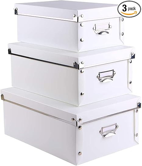 XUCHUN Decorative Storage Box with Lids,Set of 3 Waterproof Foldable Plastic Box Multiple Sizes ... | Amazon (US)