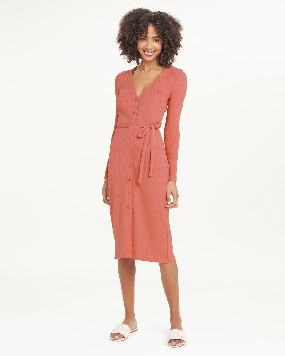 Botanical Dyed Rib Button Front Dress | Splendid