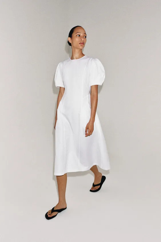 ZW COLLECTION LINEN BLEND MIDI DRESS | Zara US