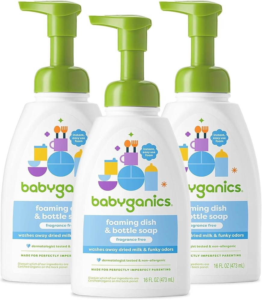 Babyganics Foaming Dish Soap, Pump Bottle, Fragrance Free, 16oz, 3 Pack | Amazon (US)