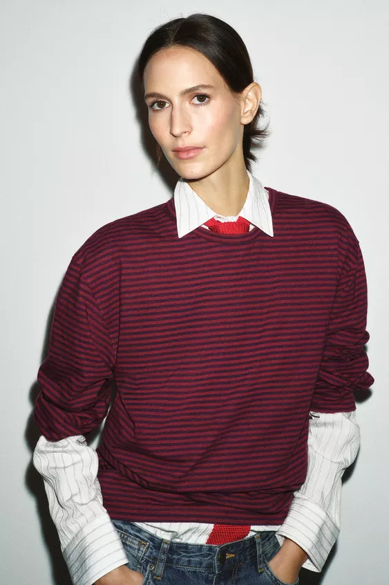 STRIPED COTTON AND LINEN T-SHIRT | Zara US