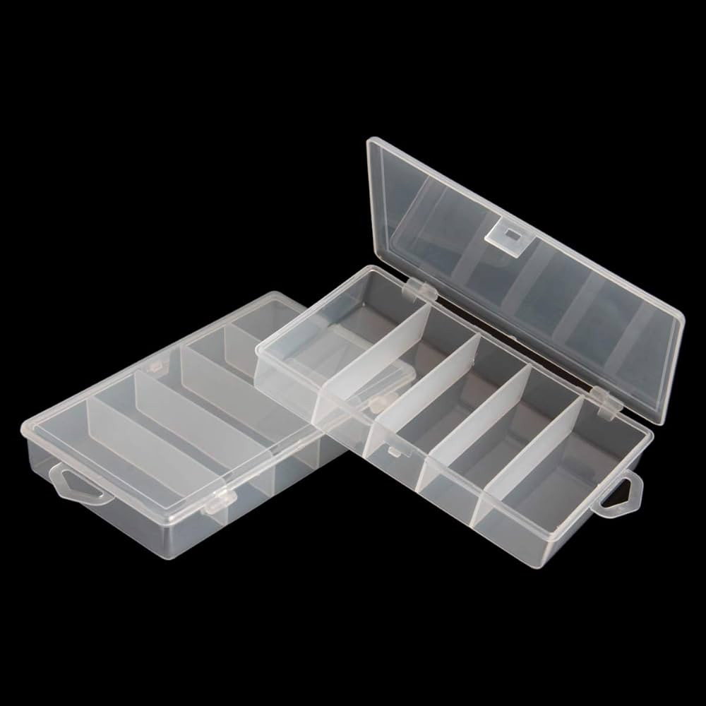 2 Pack 5 Grid Clear Plastic Fishing Tackle Storage Box Jewelry Making Findings Organizer Box Cont... | Amazon (US)