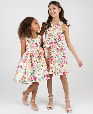 Girls' 2T-6X Floral Mikado Bow Hi-Lo Dress | Macy's