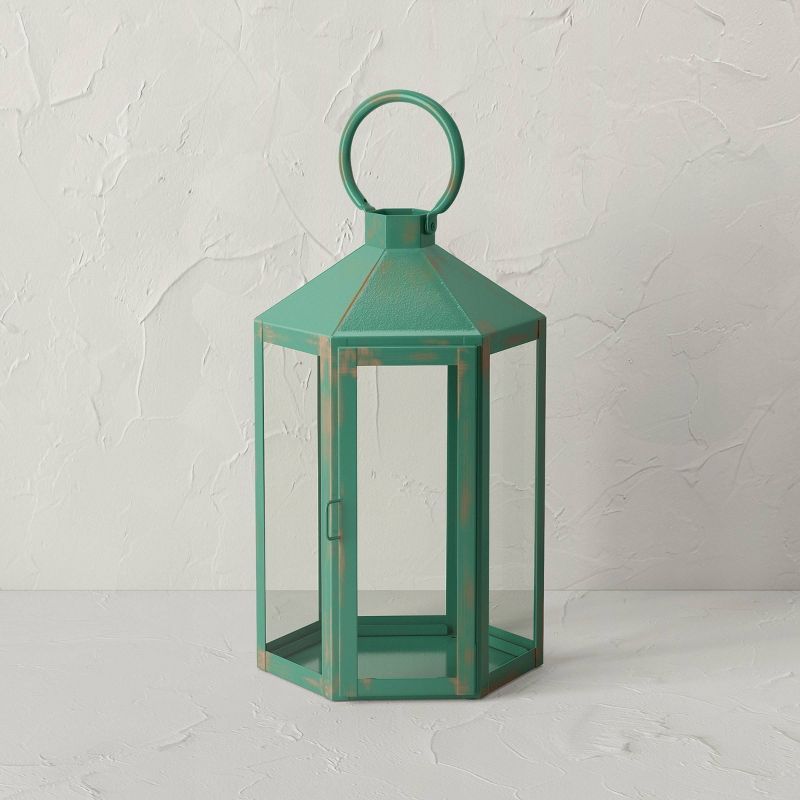 Iron/Glass Outdoor Lantern Candle Holder Green - Opalhouse™ designed with Jungalow™ | Target