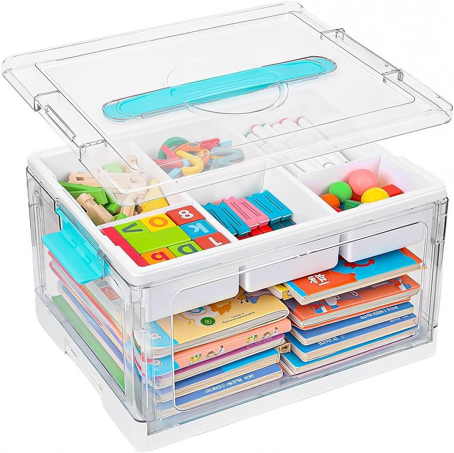 24QT Clear Plastic Craft Organizers and Storage, Art Supply Organizer with Removable Tray and Div... | Amazon (US)