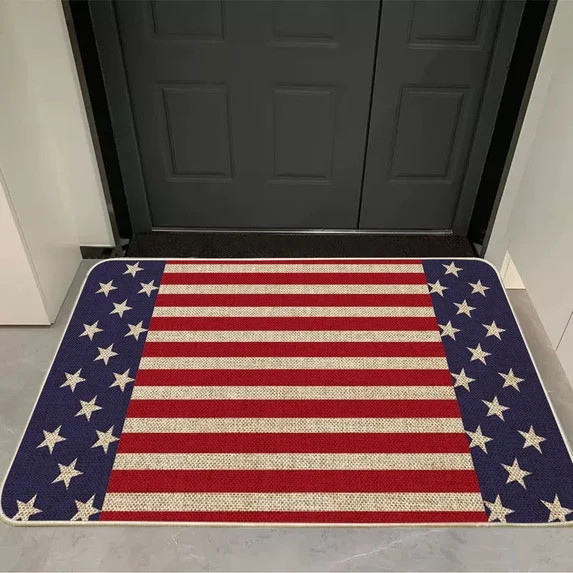 Kbndieu Patriotic Door Mat Welcome Mat Retro American Flags Doormat with Slip Resistants Rubber V... | Walmart (US)