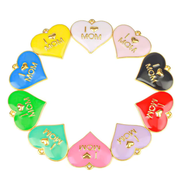 10pcs Heart Shape I Love Mom Charms Fit for DIYJewelry Making HT0025-HT0026 | AliExpress (US)
