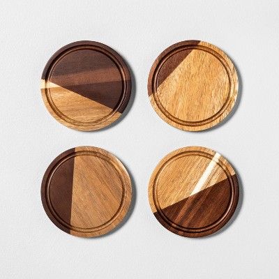 4pk Wood Coaster Set - Hearth & Hand™ with Magnolia | Target