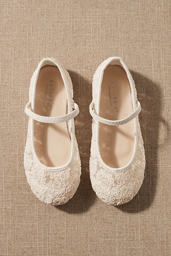 Kailee P. Pas Lace Crochet Mary Jane Flower Girl Flats By Kailee P. in White Size Toddler 11 | Anthropologie (US)