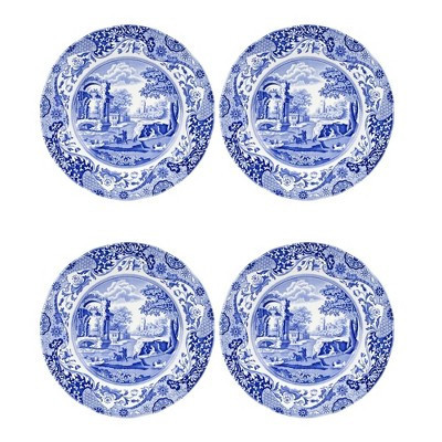 Spode Blue Italian 9-Inch Porcelain Luncheon Plates - Set of 4 Classic Round Dishes with Eastern-Inspired Border - Elegant Blue & White Tableware Gift | Target