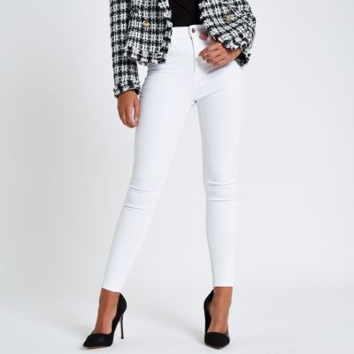 White Harper high waisted super skinny jeans | River Island (US)