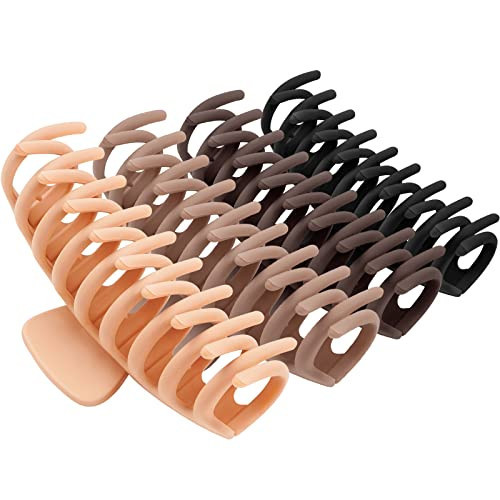 TOCESS Big/Large Hair Claw Clips for Women Thin Thick Curly Hair 90's Strong Hold 4.33 Inch Nonslip Neutral Matte Hair Clips (4 Pcs) | Amazon (US)