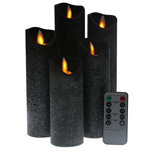 Kitch Aroma Black flameless Candles, Battery Operated LED Pillar Candles with Moving Flame Wick with | Amazon (US)