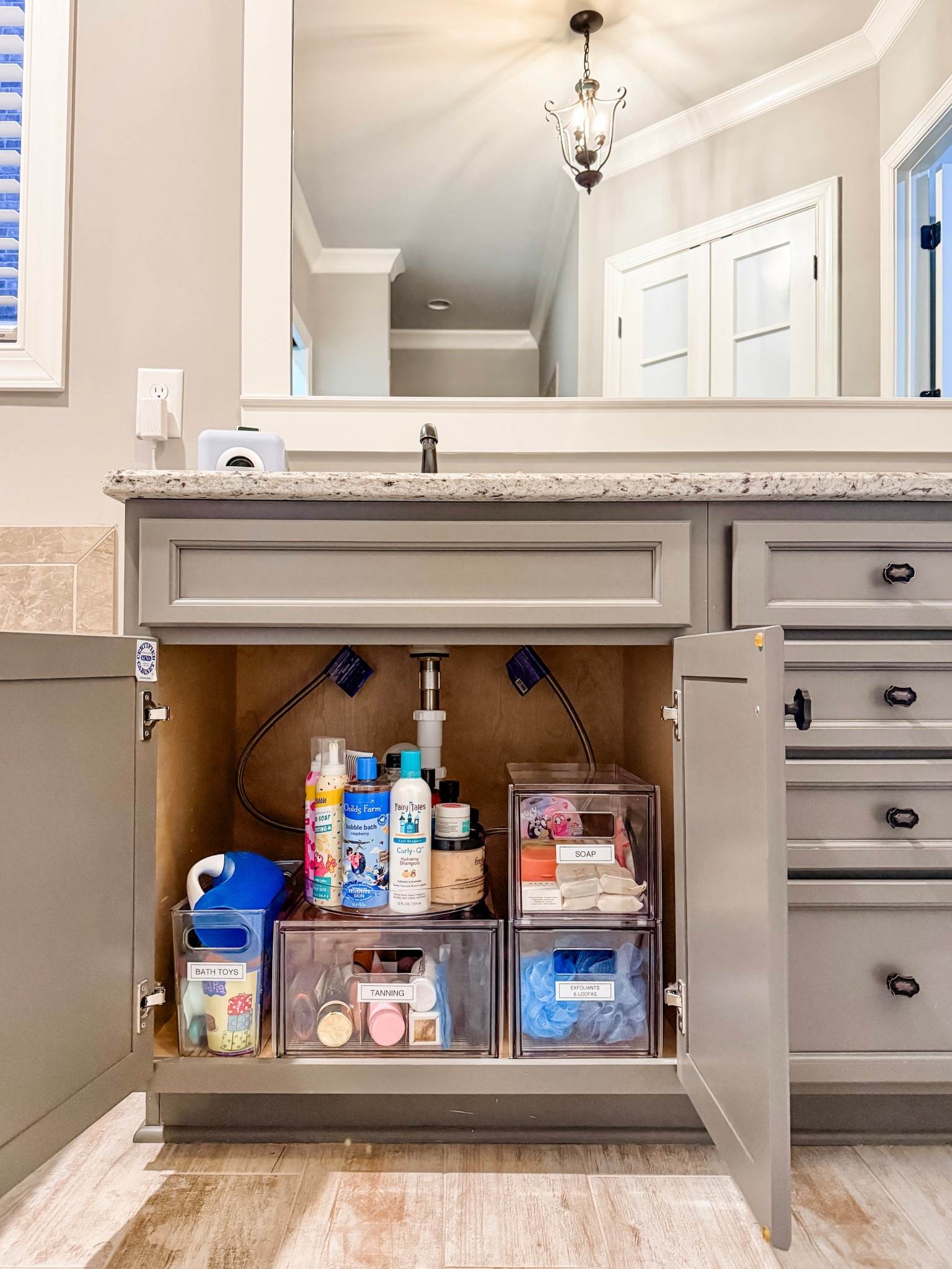 Maximize your under the sink space by using stackable drawers and turntables. This allows for you to still be able to access everything you need while still utilizing that awkward space!

#LTKBeauty #LTKmorningroutine #LTKHome
