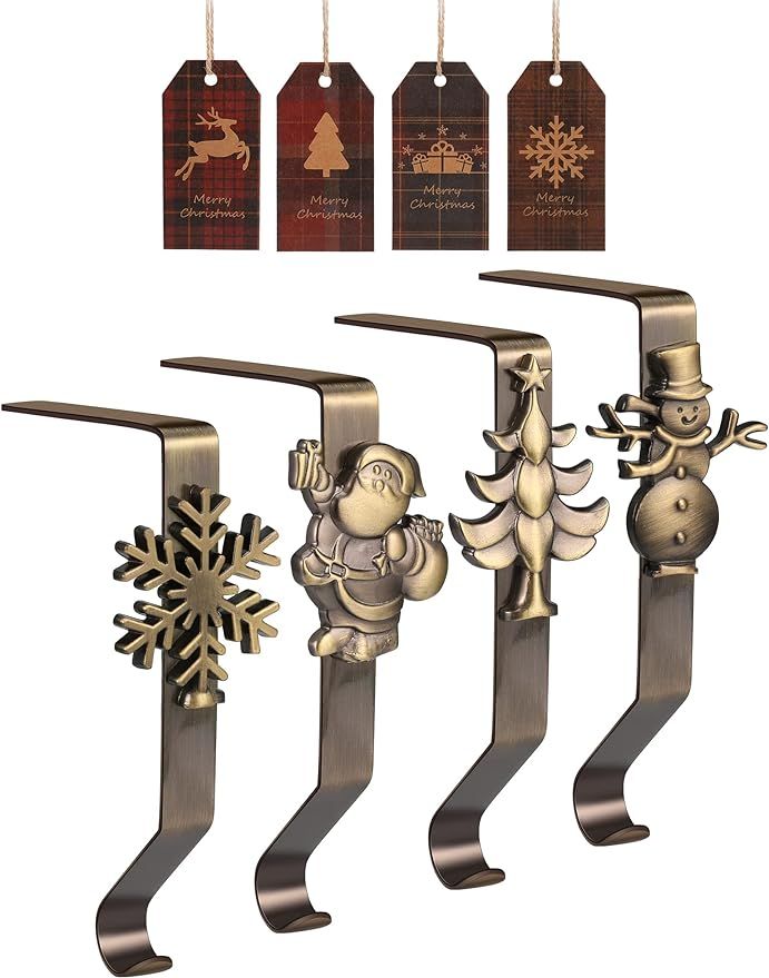 Upgraded Christmas Stocking Holders for Fireplace Mantles, Non-Slip Stocking Hangers for Mantel, ... | Amazon (US)