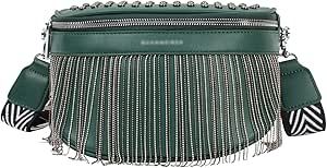Women Girls Leather Fanny Pack Glitter Rhinestone Tassel Crossbody Shoulder Bag Rivet Chest Bag F... | Amazon (US)