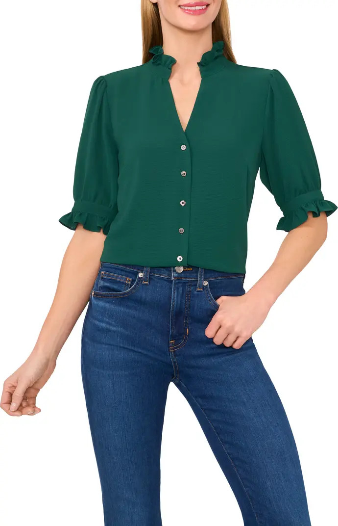 V-Neck Button-Up Shirt | Nordstrom