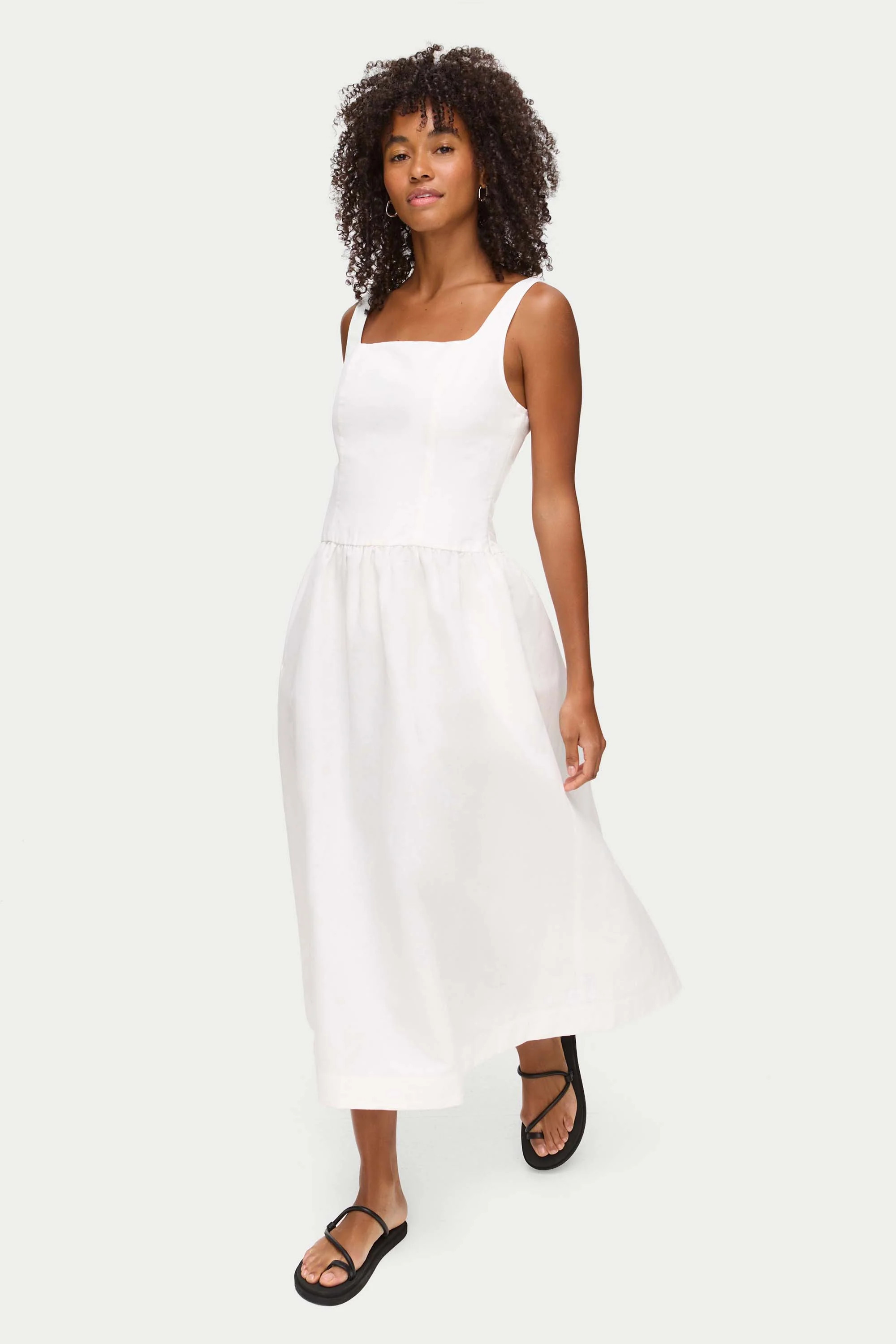 ALIGNE Drop Waist Linen Dress - White | Rosia | ALIGNE UK & EU