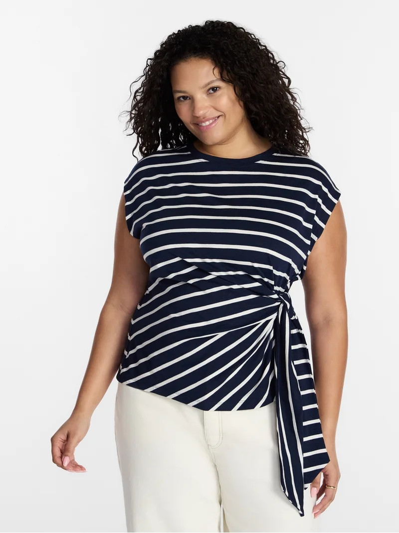 Terra & Sky Women\u2019s Plus Side Tie Dolman Tee, Size 0X-5X | Walmart (US)