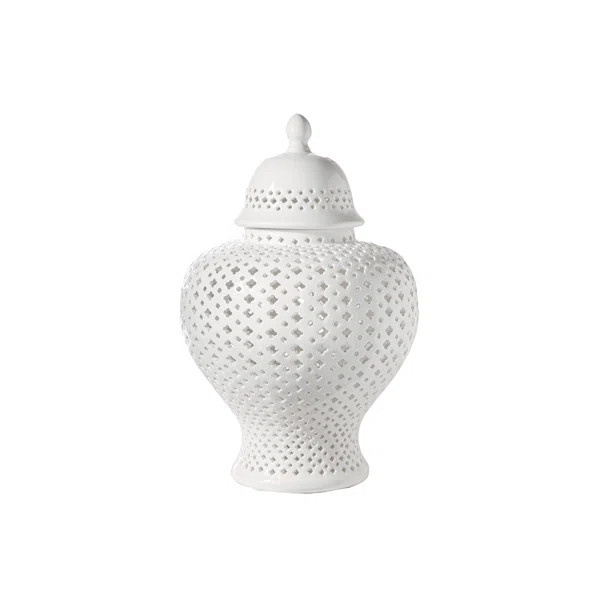 Jagoda-Ewa White 19'' Ceramic Ginger Jar | Wayfair North America