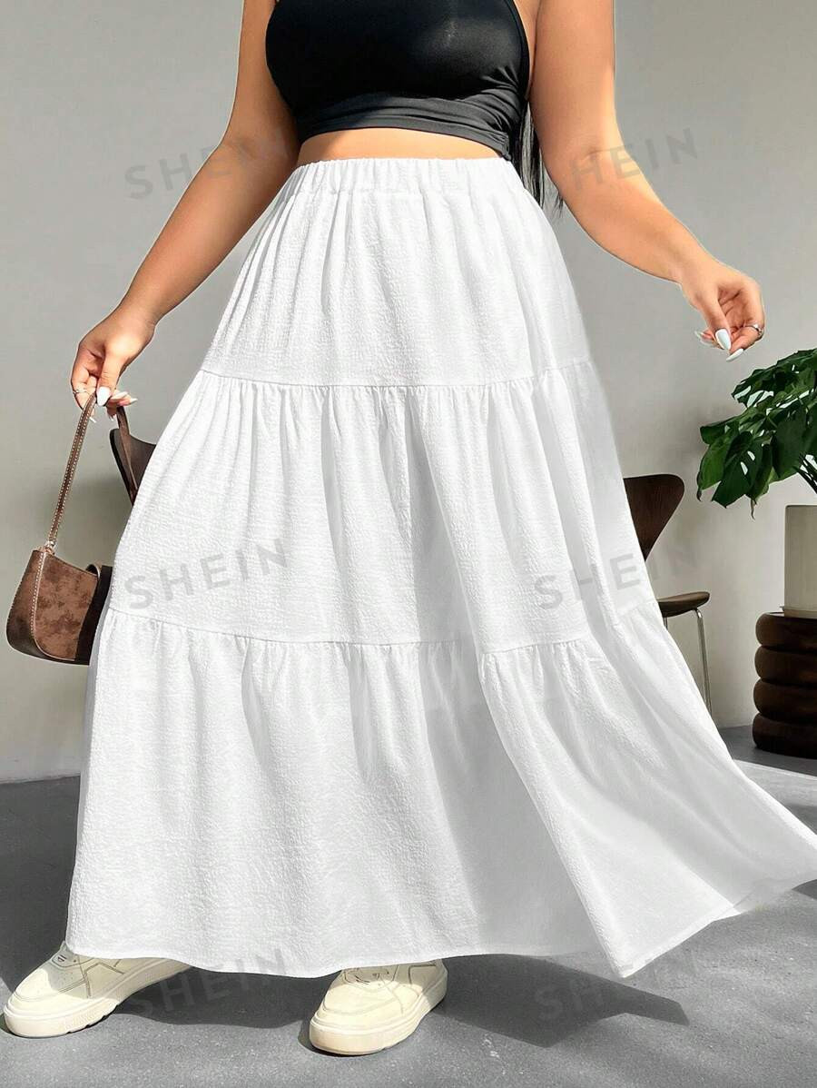 SHEIN EZwear Plus Size Women'S Low Rise Maxi Skirt For Vacation | SHEIN
