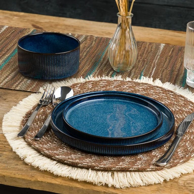 Yellowstone Round Kitchen Fringe Table Placemat, Brown | Walmart (US)