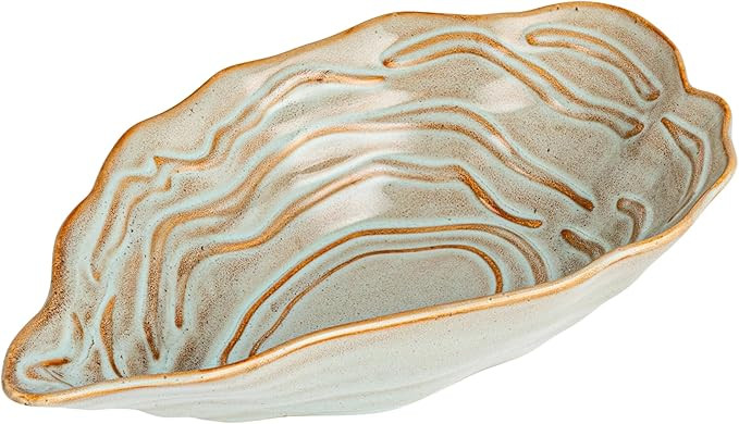 Creative Co-Op Oyster Shaped Stoneware Bowl, Blue | Amazon (US)