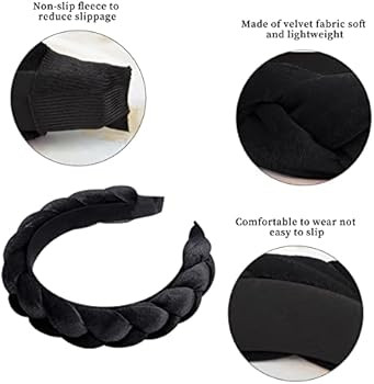 Amazon.com : Headbands for Women , Non-Slip Soft Solid Thick Wide Solid Color Girls Hair Hoop Vel... | Amazon (US)