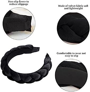 Amazon.com : Headbands for Women , Non-Slip Soft Solid Thick Wide Solid Color Girls Hair Hoop Vel... | Amazon (US)