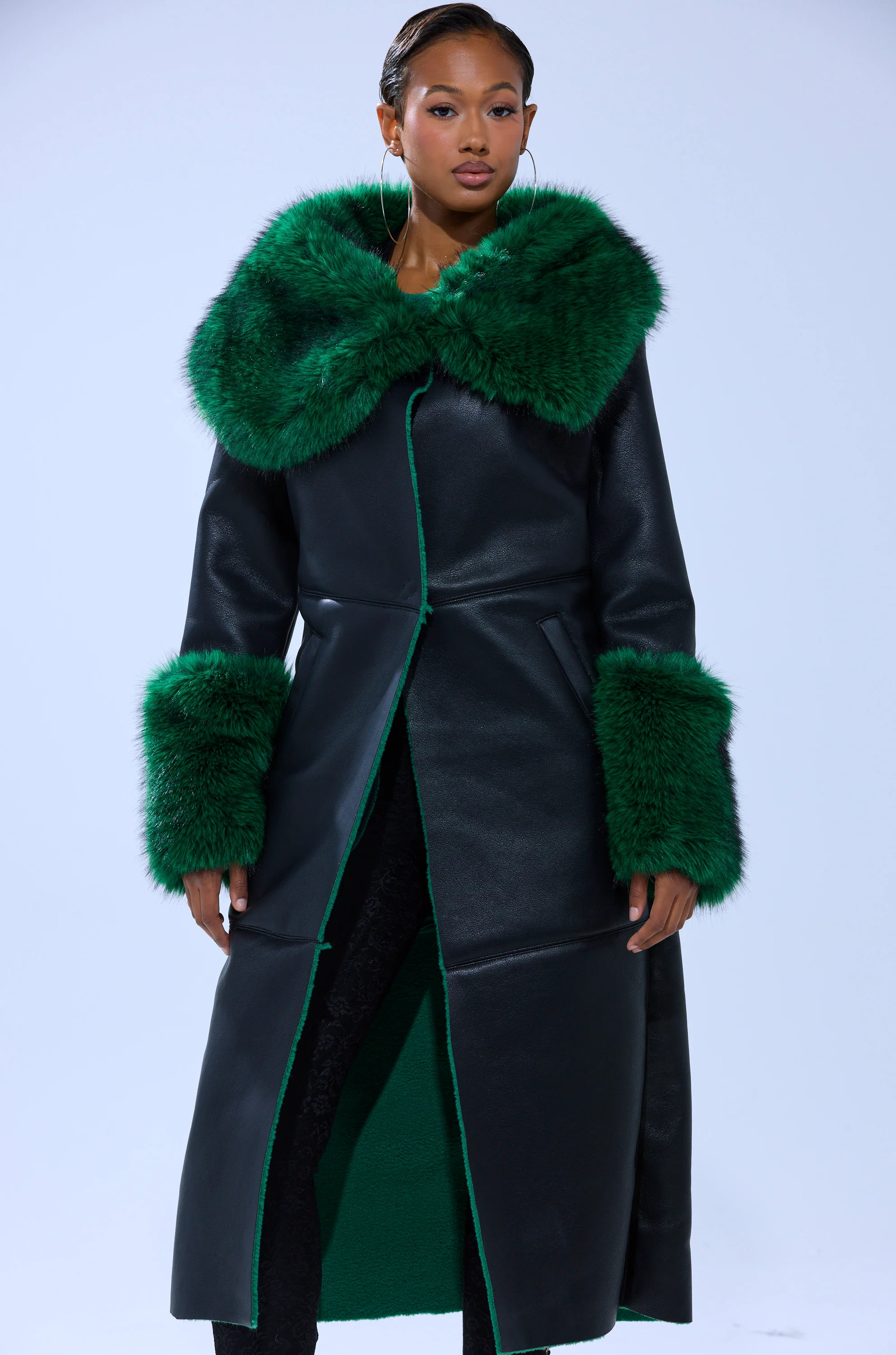 SEEING GREEN FUR TRIM TRENCH | AKIRA