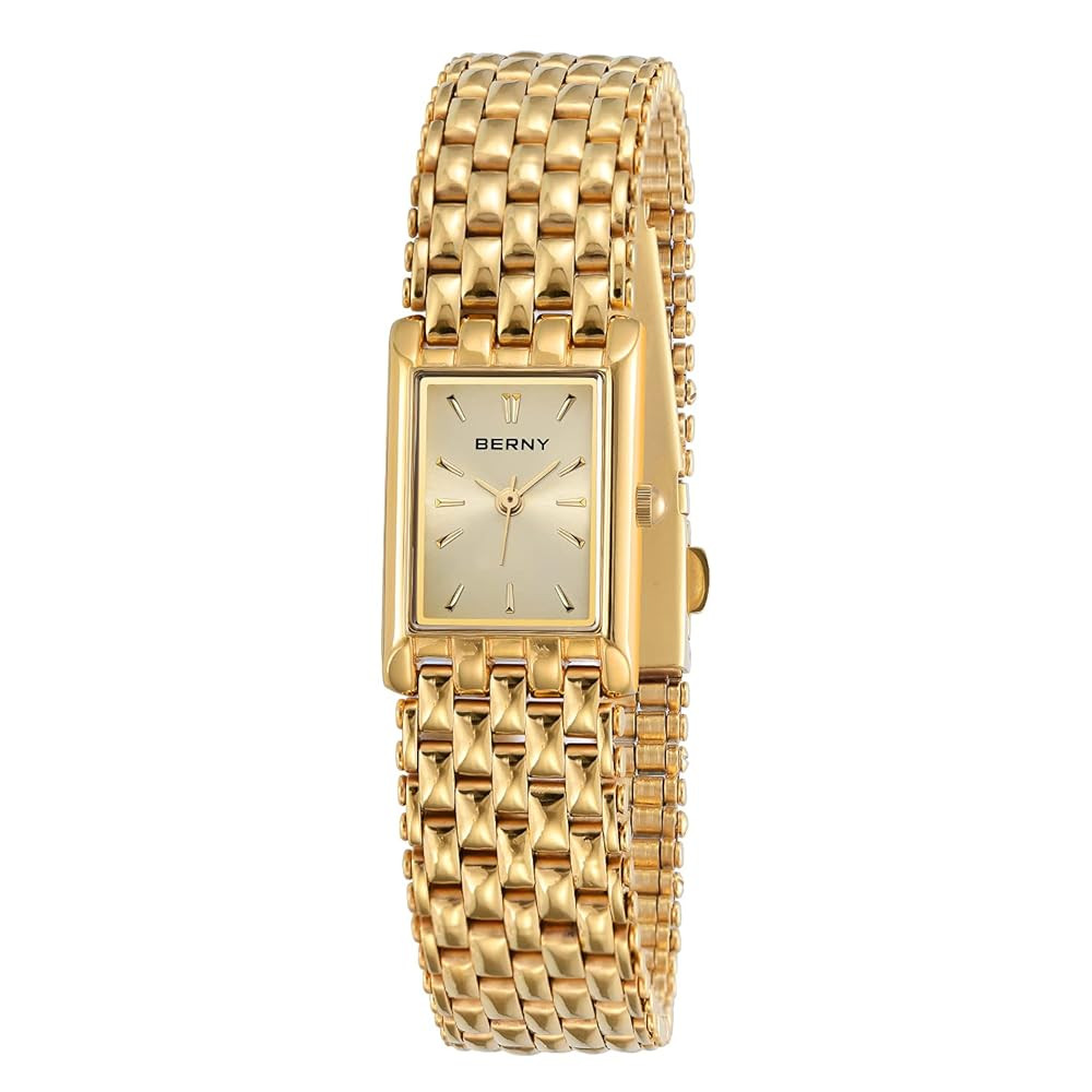BERNY Gold Watches for Women Updated Ladies Quartz Wrist Watches Stainless Steel Band Womens Smal... | Amazon (US)