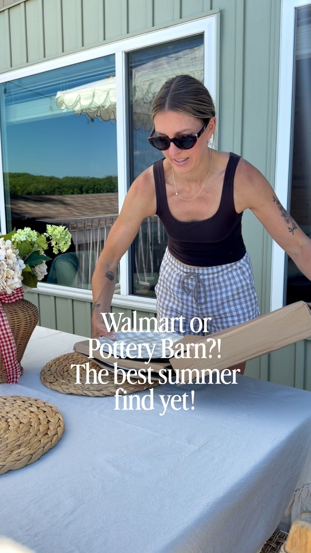 🩵 This gingham dinnerware set is so Anthro coded! I  love the pattern and color, so fun for summer. Can you believe these are from Walmart?! Under $55 for 12 piece set. The website says gray but I think they look more like a light blue/gray color. 

#walmartunder50 #walmarthome #

#LTKHome