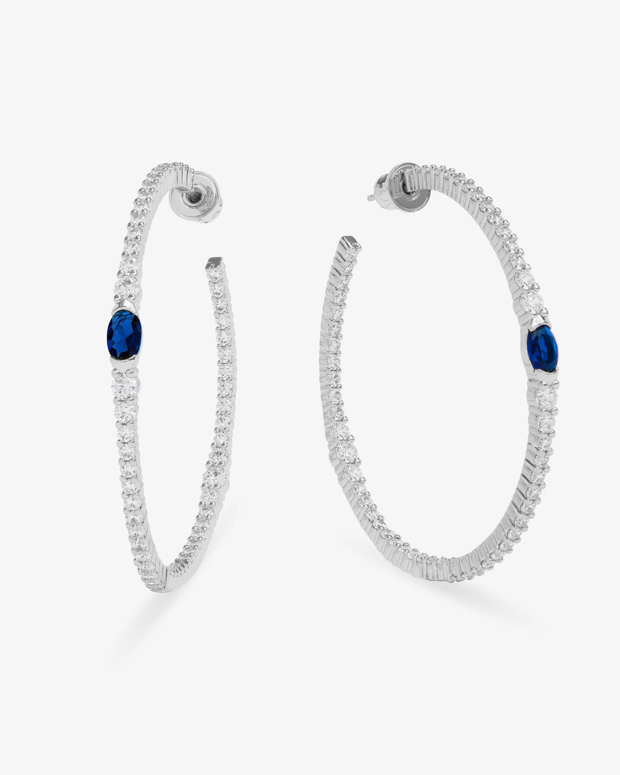 The Maven Hoops 2" - Silver|Blue Sapphire | Melinda Maria Jewelry