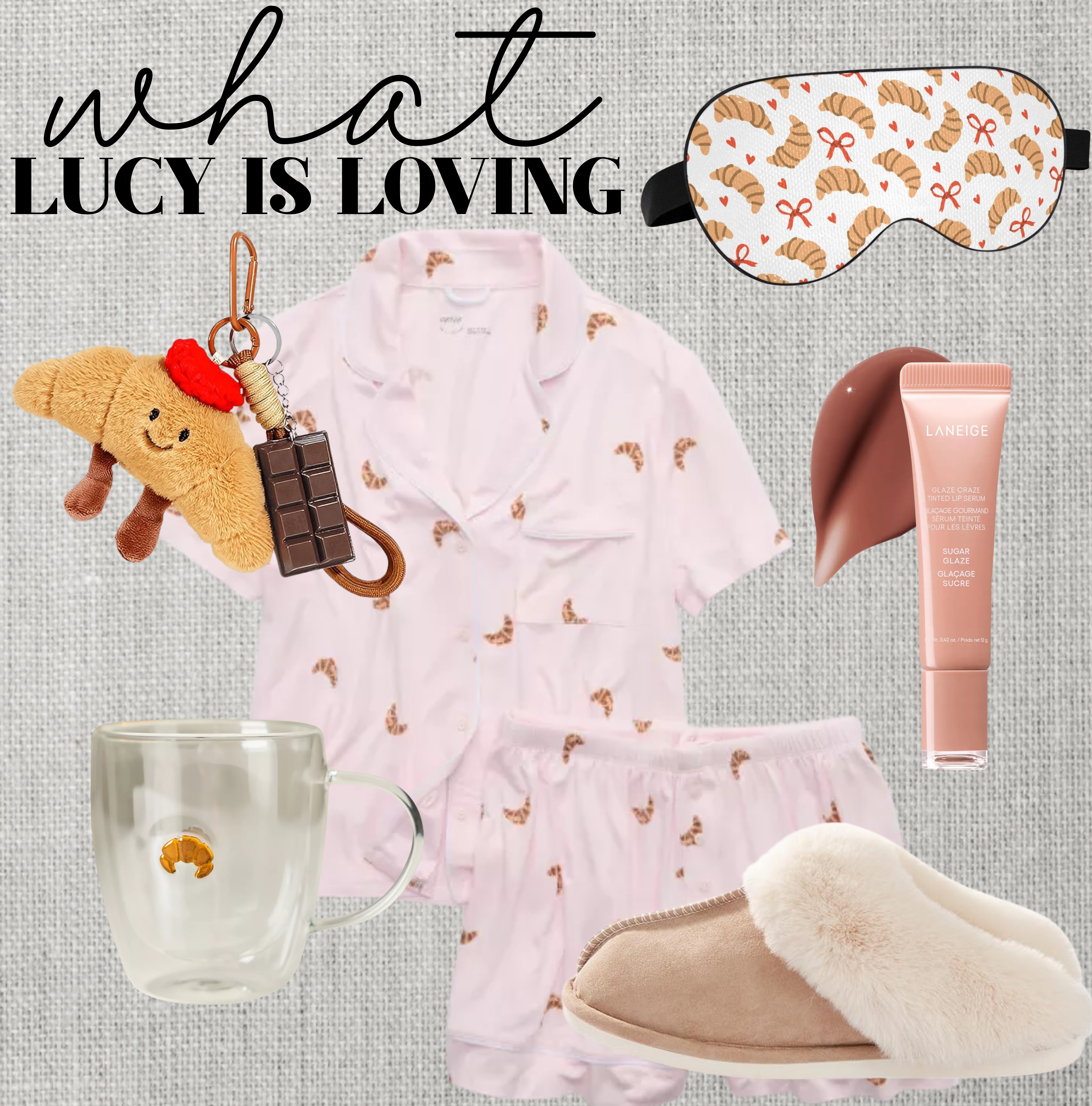 This is the cutest croissant themed outfit!! Lucy LOVES these pajamas, they are the best material!!! 

 