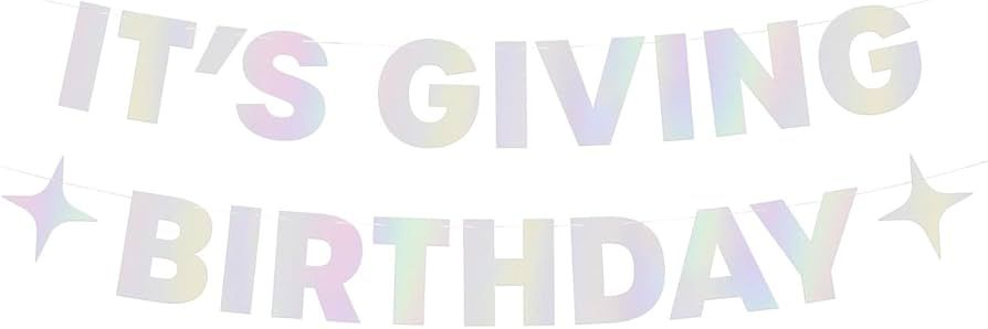 xo, Fetti It's Giving Birthday Sparkle Iridescent Foil Banner - 3 Ft. | Fun Birthday Party Decora... | Amazon (US)