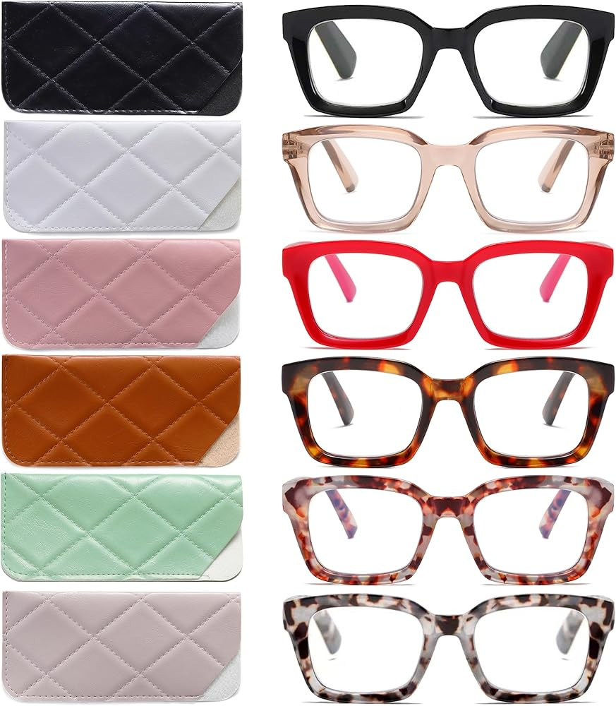 Readers for Women Oprah Style Square Reading Glasses with Spring Hinge Blue Light Blocking for Me... | Amazon (US)