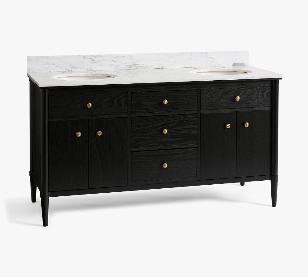 Black Harlow Double Sink Vanity, 60&amp;quot; | Pottery Barn (US)