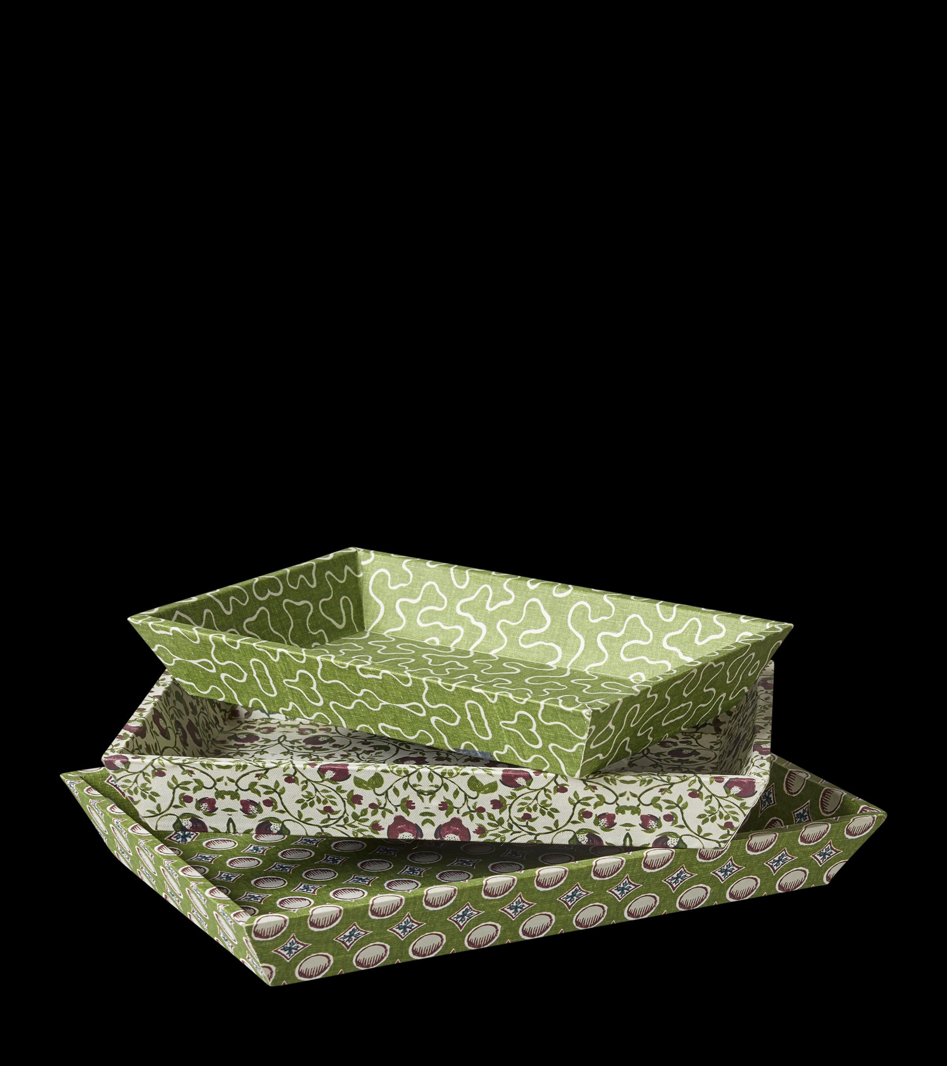 Set of Three Very Useful Elibris Trays - Green | OKA US