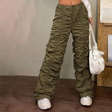 Gorpcore s Low Rise Drawstring Waist Ruched Parachute Trousers | SHEIN