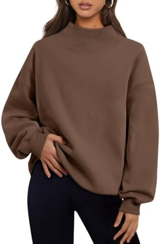 Trendy Queen Womens Mock Neck Sweatshirts Oversized Pullover Fall Outfits | Amazon (US)