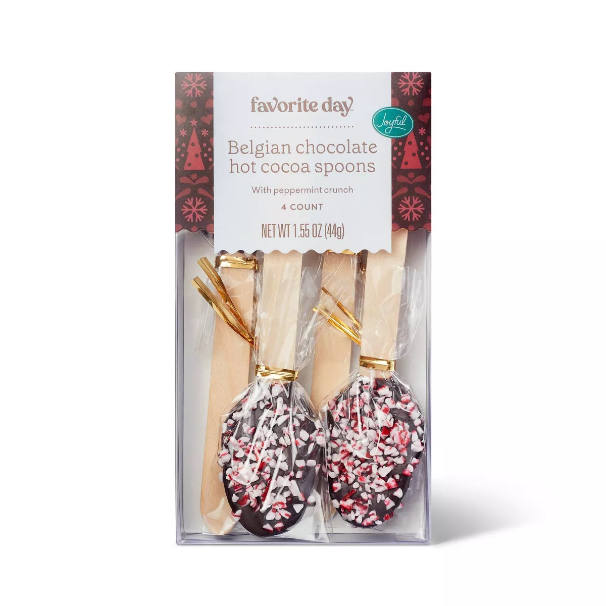 Christmas Belgian Chocolate Cocoa Spoons with Peppermint Crunch - 1.55oz/4ct - Favorite Day™ | Target