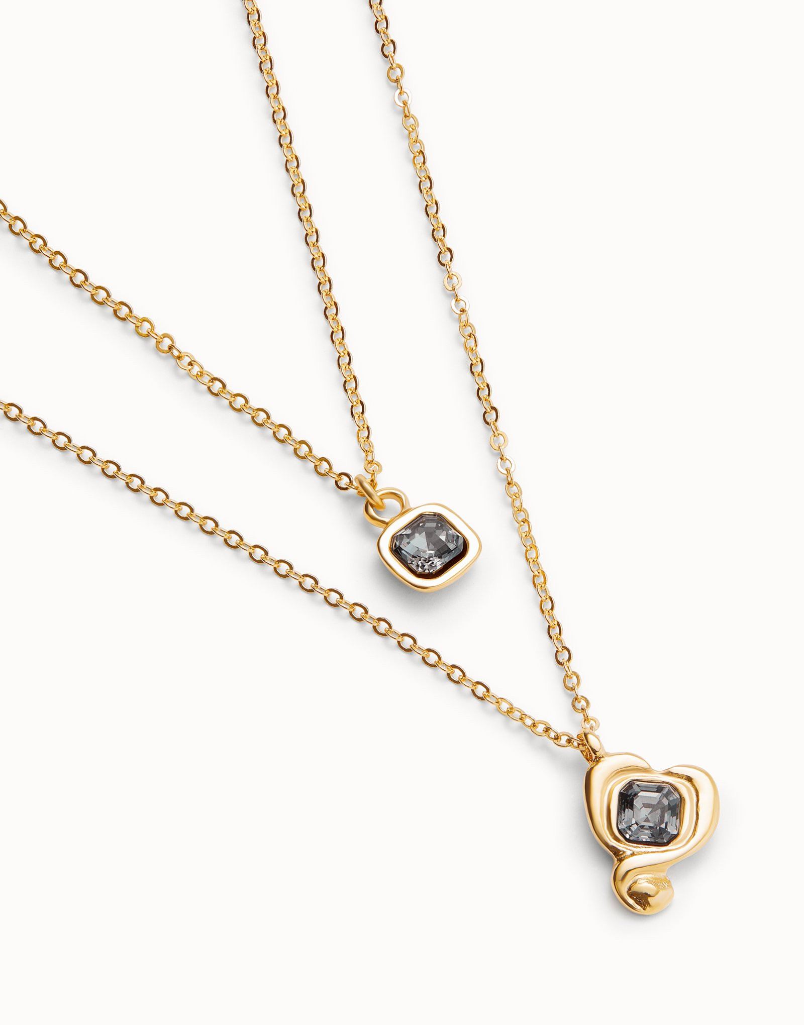 Multi-layer pendant link chain necklace with heart charm | UNOde50