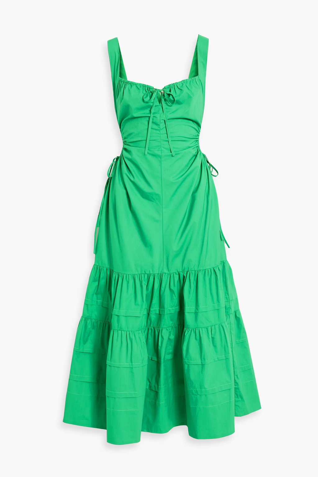 Betty tiered cutout cotton-poplin midi dress | The Outnet (US and CA)