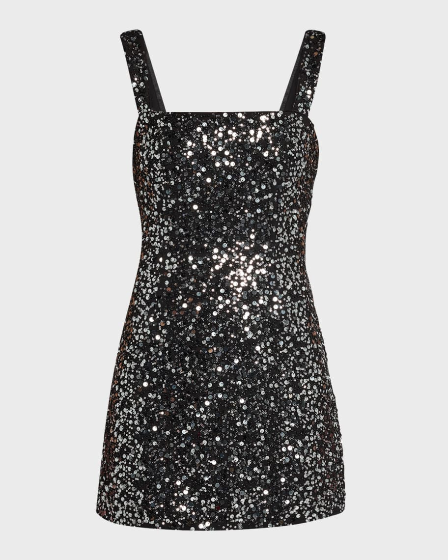 SIMKHAI Benson Sequined Bodycon Square-Neck Mini Dress | Neiman Marcus