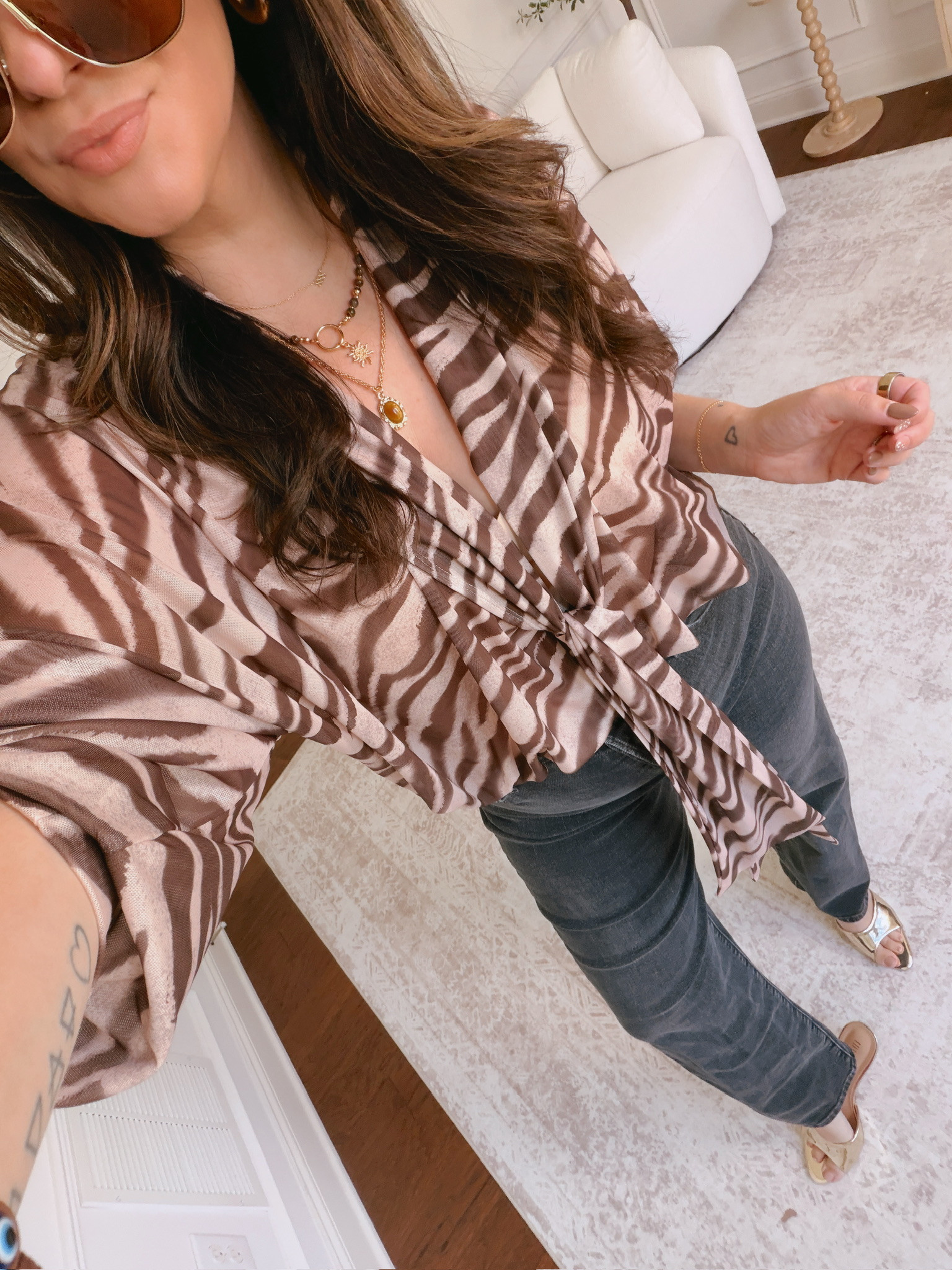 wearing a large in the top and a 32 in the denim 

 #LTKSeasonal #LTKMidsize