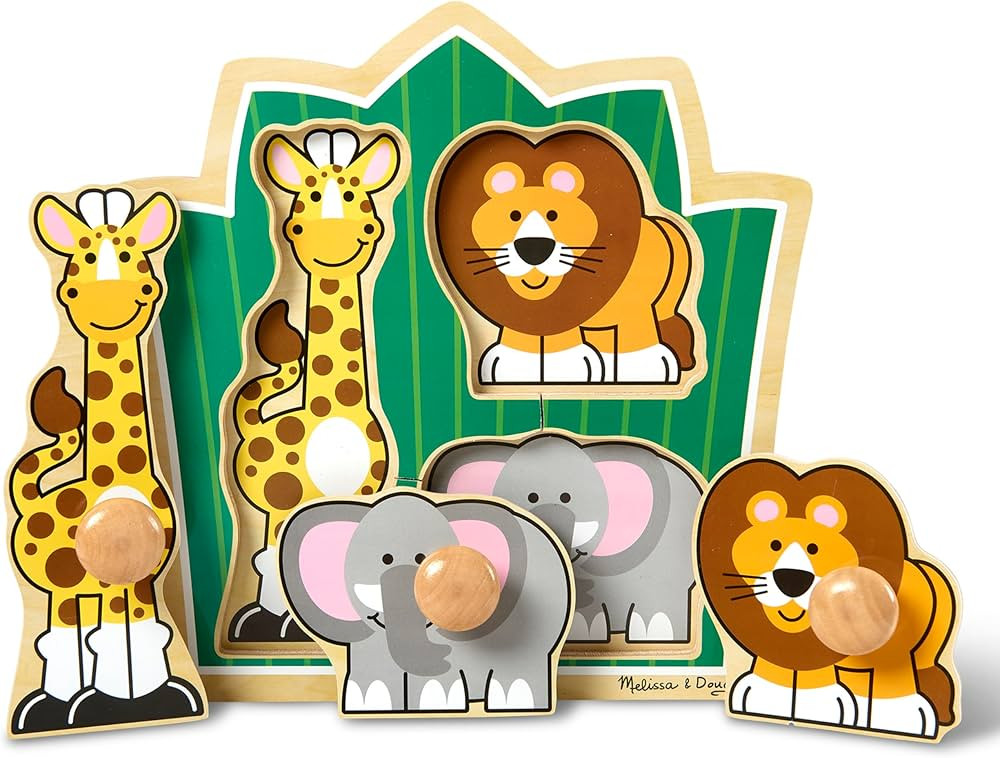 Melissa & Doug Jungle Friends Safari Animals Jumbo Peg Wooden Puzzle | Amazon (US)